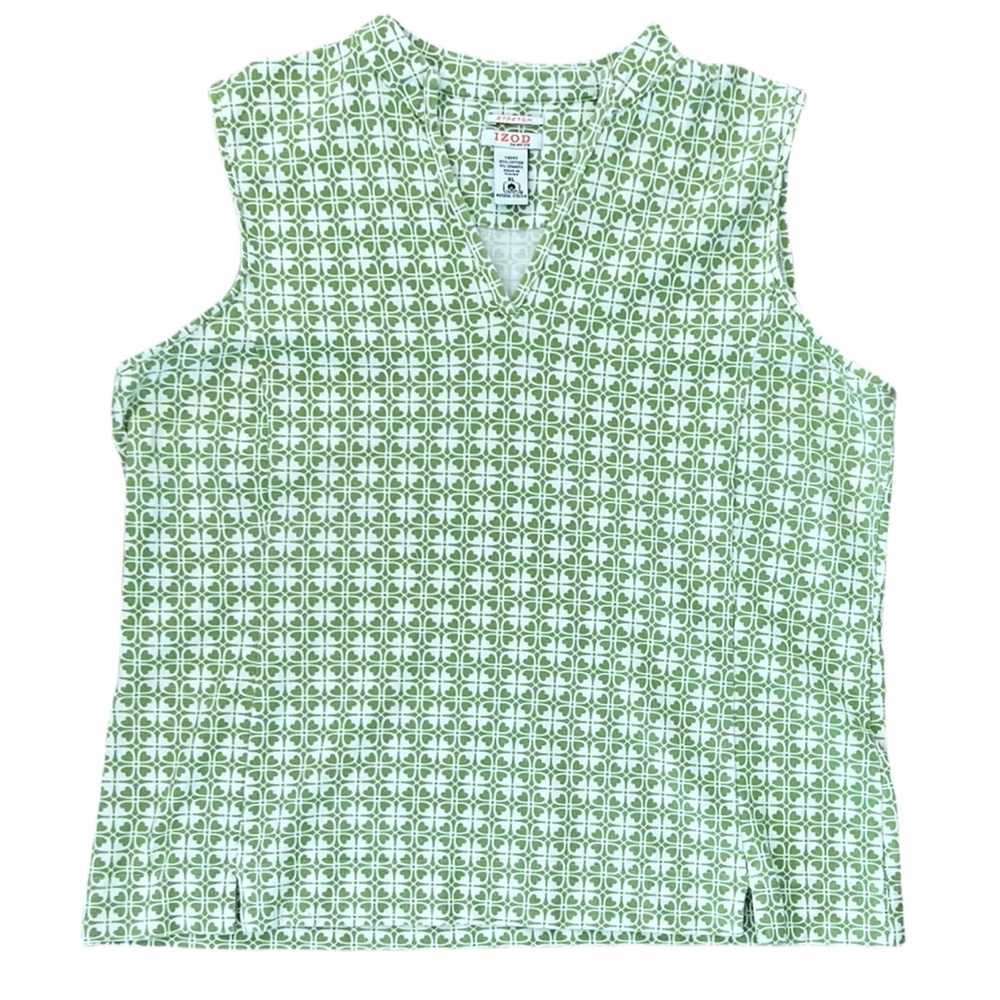 Izod Green Patterned Sleeveless Top
